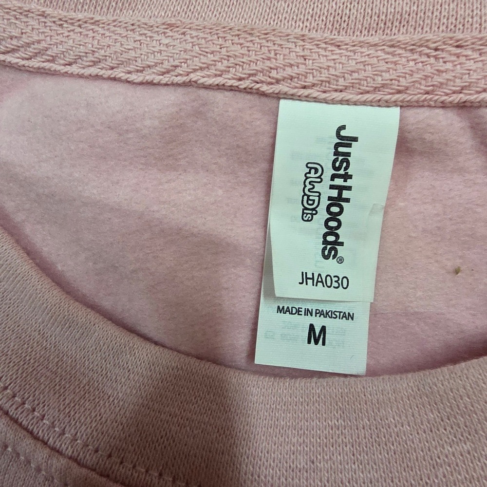 Just Hoods AWDis Pink Sequin TF Varsity Crewneck Sweatshirt Womens Medium JHA030 - Picture 5 of 7